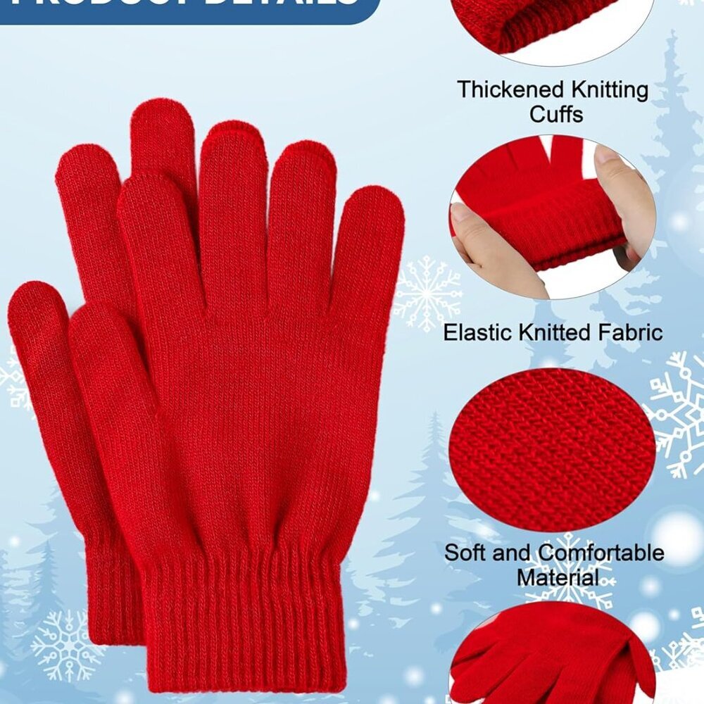 12 Pairs Winter Gloves Knit Warm Gloves Bulk Adult Stretchy Magic Gloves for Men View 3